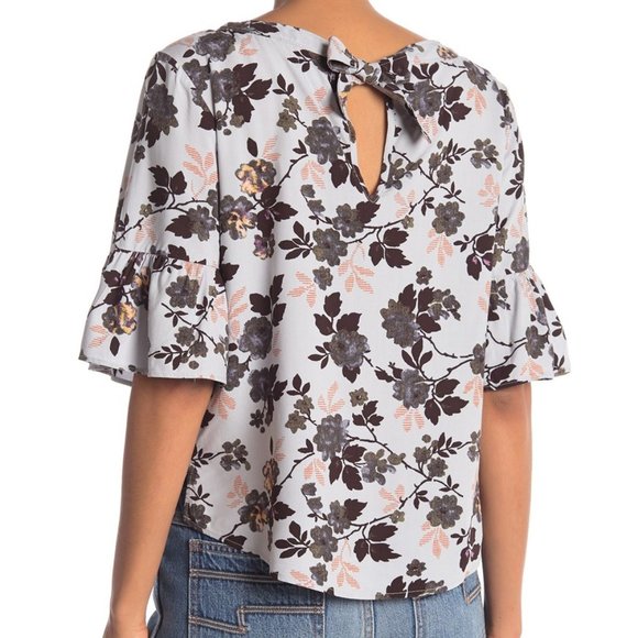 Ruffle Sleeve Floral Boxy Tee - Picture 2 of 7